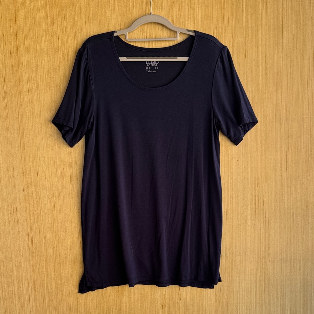 LOGO by Lori Goldstein Dark Blue Short Sleeve Tee
